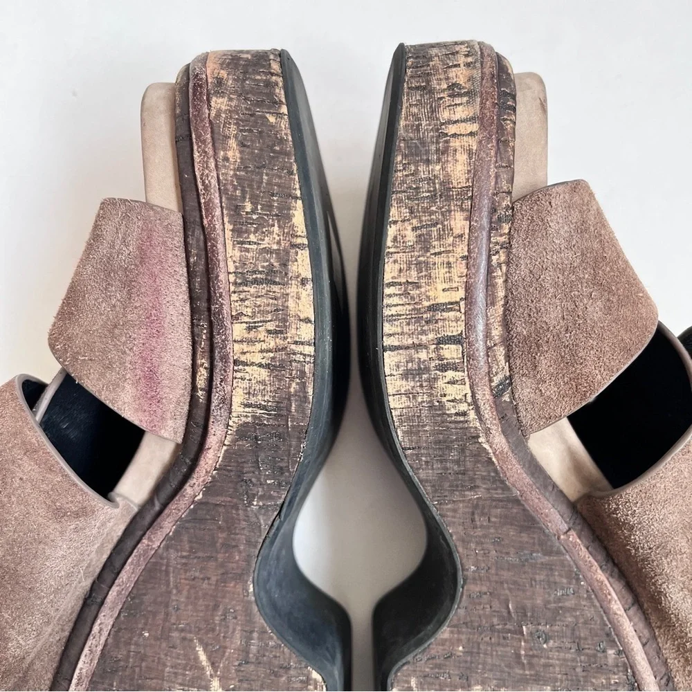Rag & Bone Boho Sommer Brown Suede Wedge Sandals Size 6.5